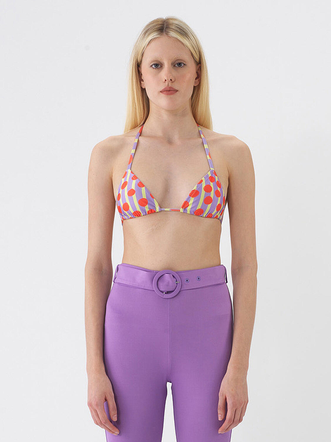 Nar Çiçeği Doğal Dökümlü Slim Fit Bikini Üstü - 1