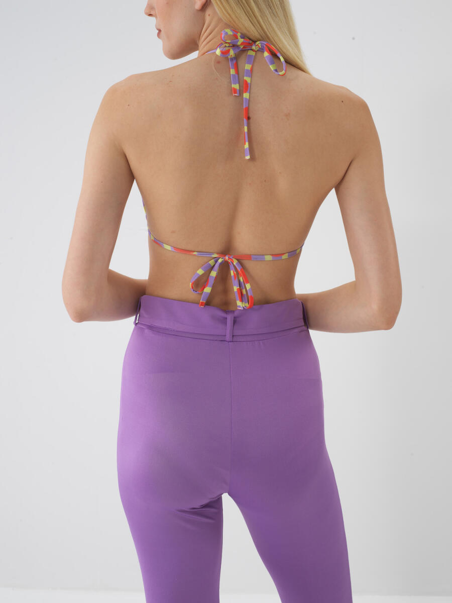 Nar Çiçeği Doğal Dökümlü Slim Fit Bikini Üstü - 6