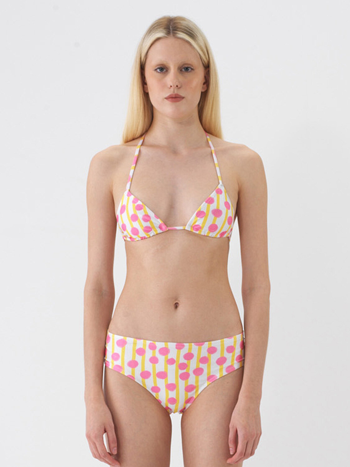 Pembe Doğal Dökümlü Slim Fit Bikini Üstü