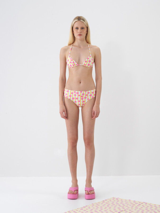 Pembe Doğal Dökümlü Slim Fit Bikini Üstü (1)