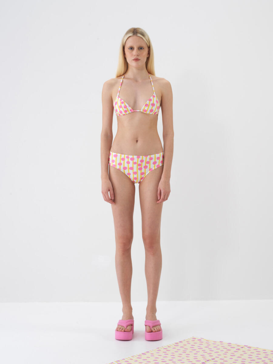 Pembe Doğal Dökümlü Slim Fit Bikini Üstü - 2