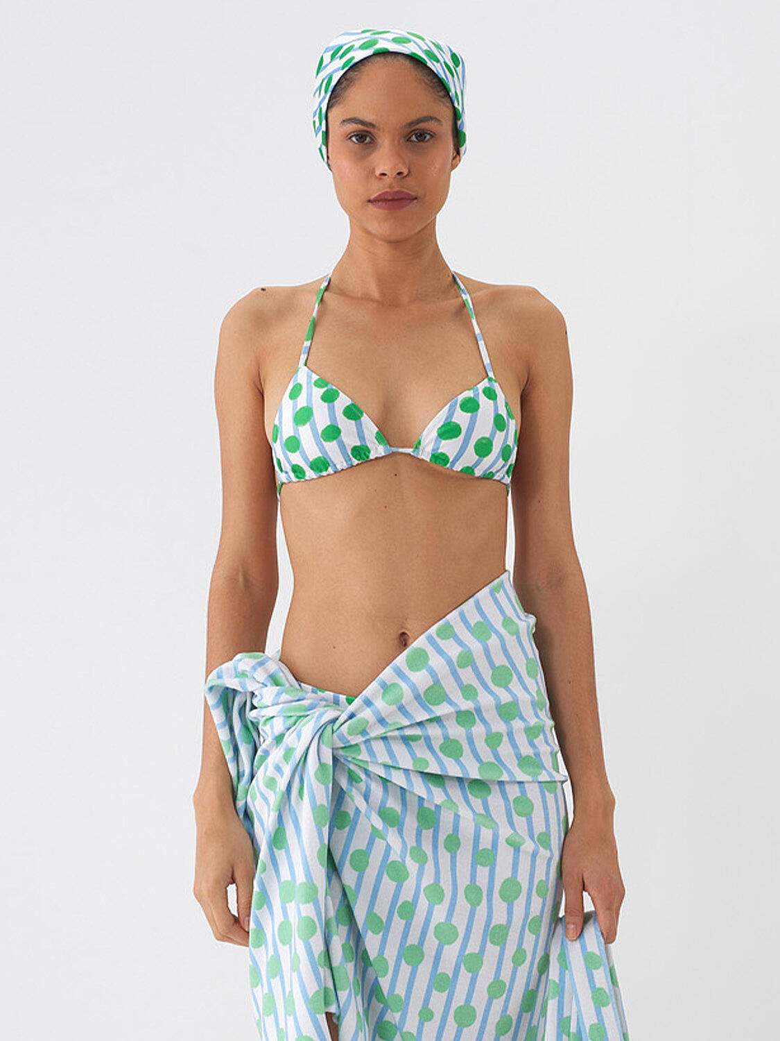 Yeşil Doğal Dökümlü Slim Fit Bikini Üstü - 1
