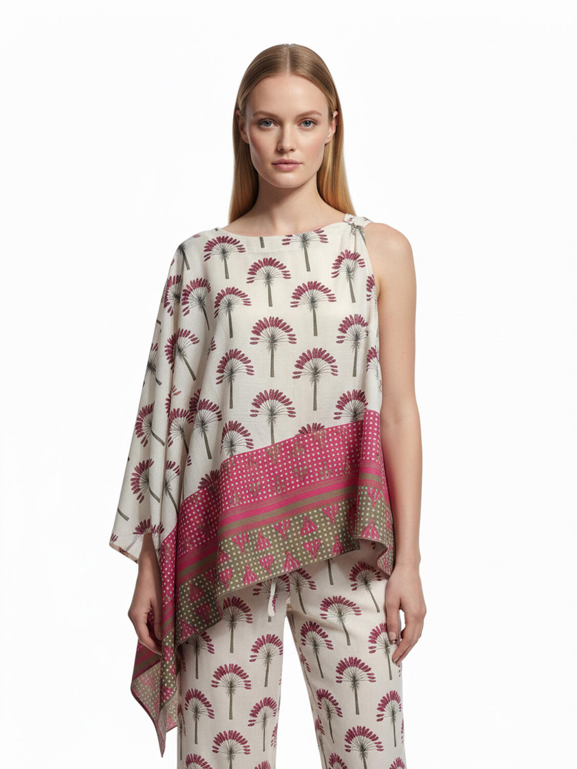 Bej Doğal Dökümlü Oversize Bluz - 1