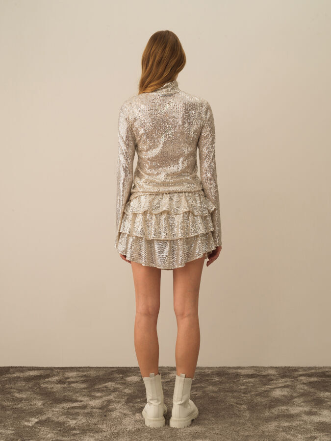 Bej Esnek Dokulu Regular Fit Bluz - Xint