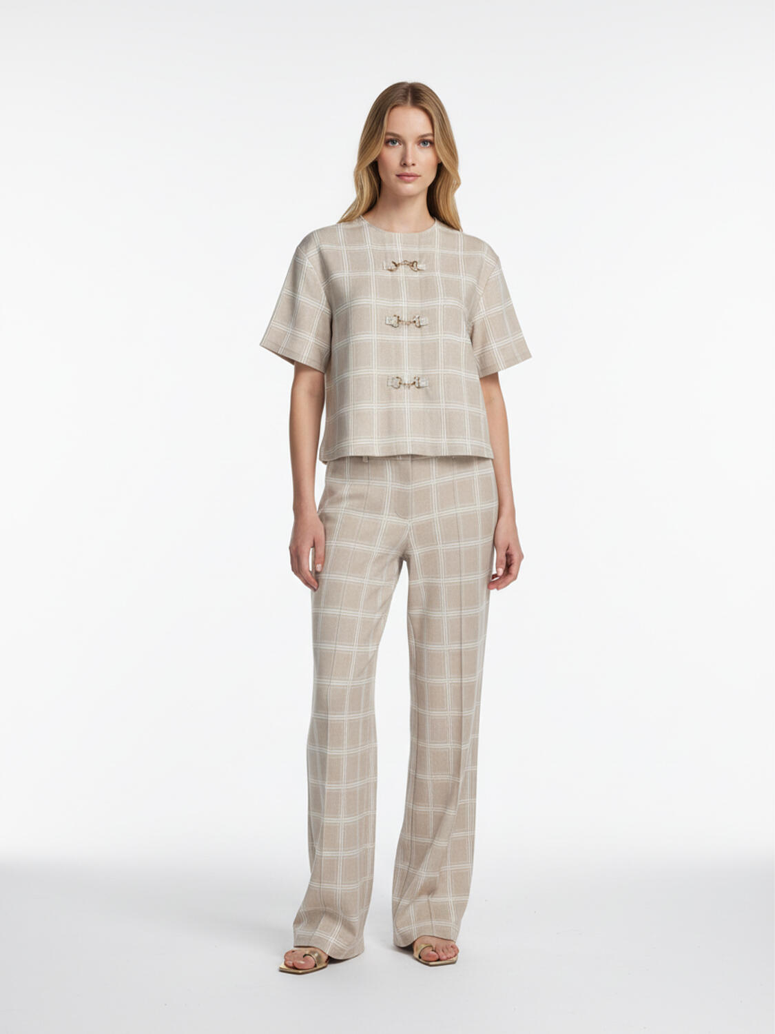 Bej Pamuk Dokulu Oversize Bluz - 2