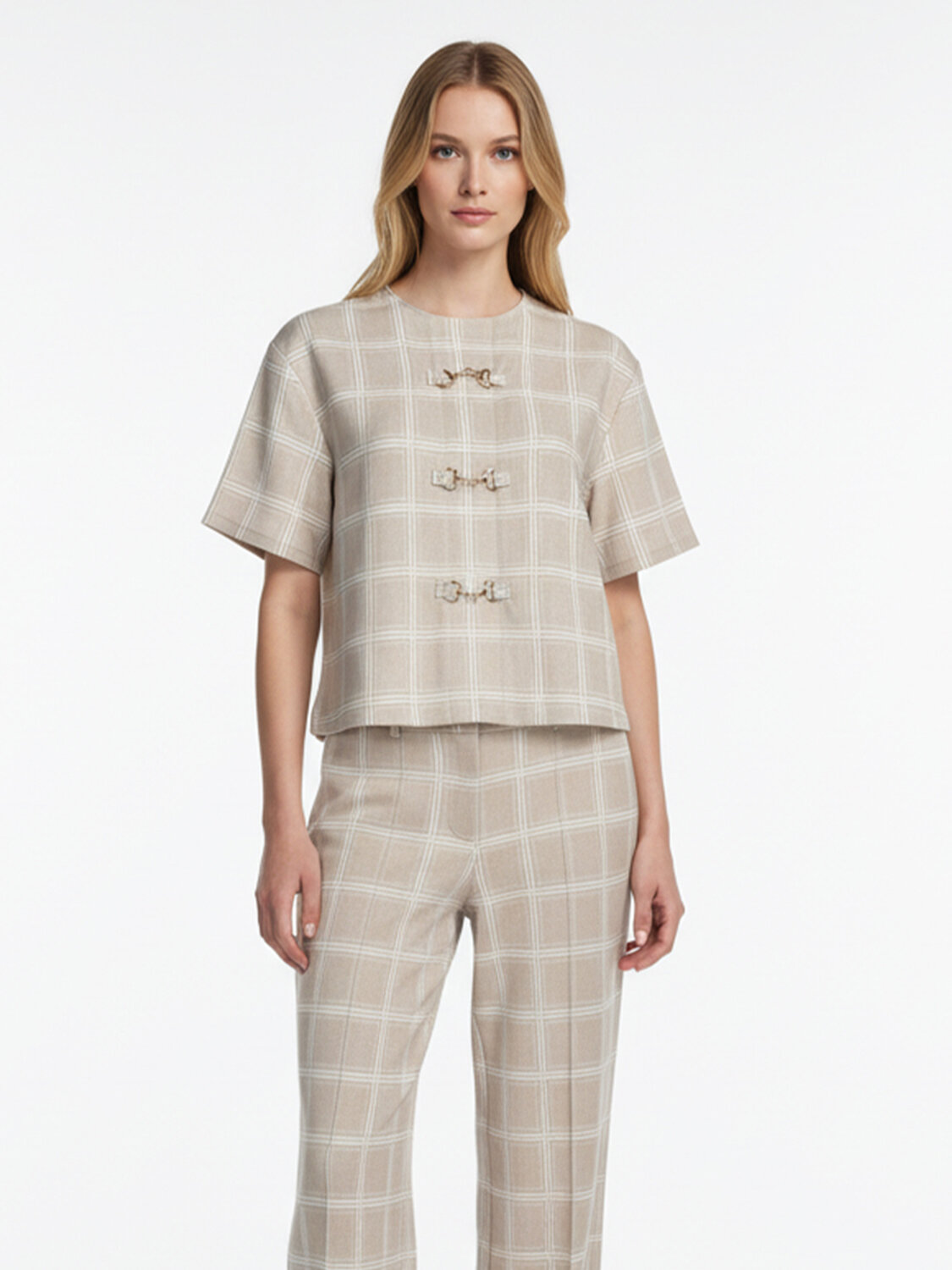 Bej Pamuk Dokulu Oversize Bluz