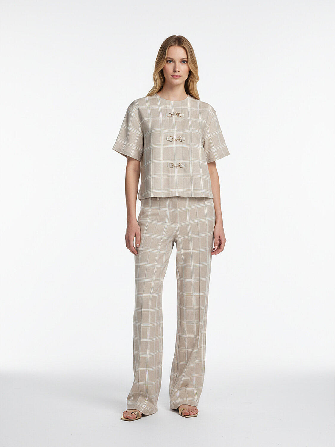 Bej Pamuk Dokulu Oversize Bluz - 2