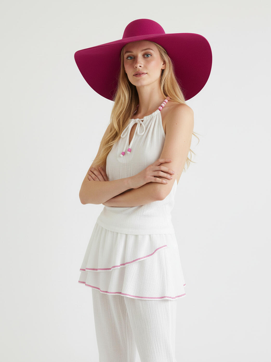 Bej Pamuk Dokulu Oversize Bluz - 1