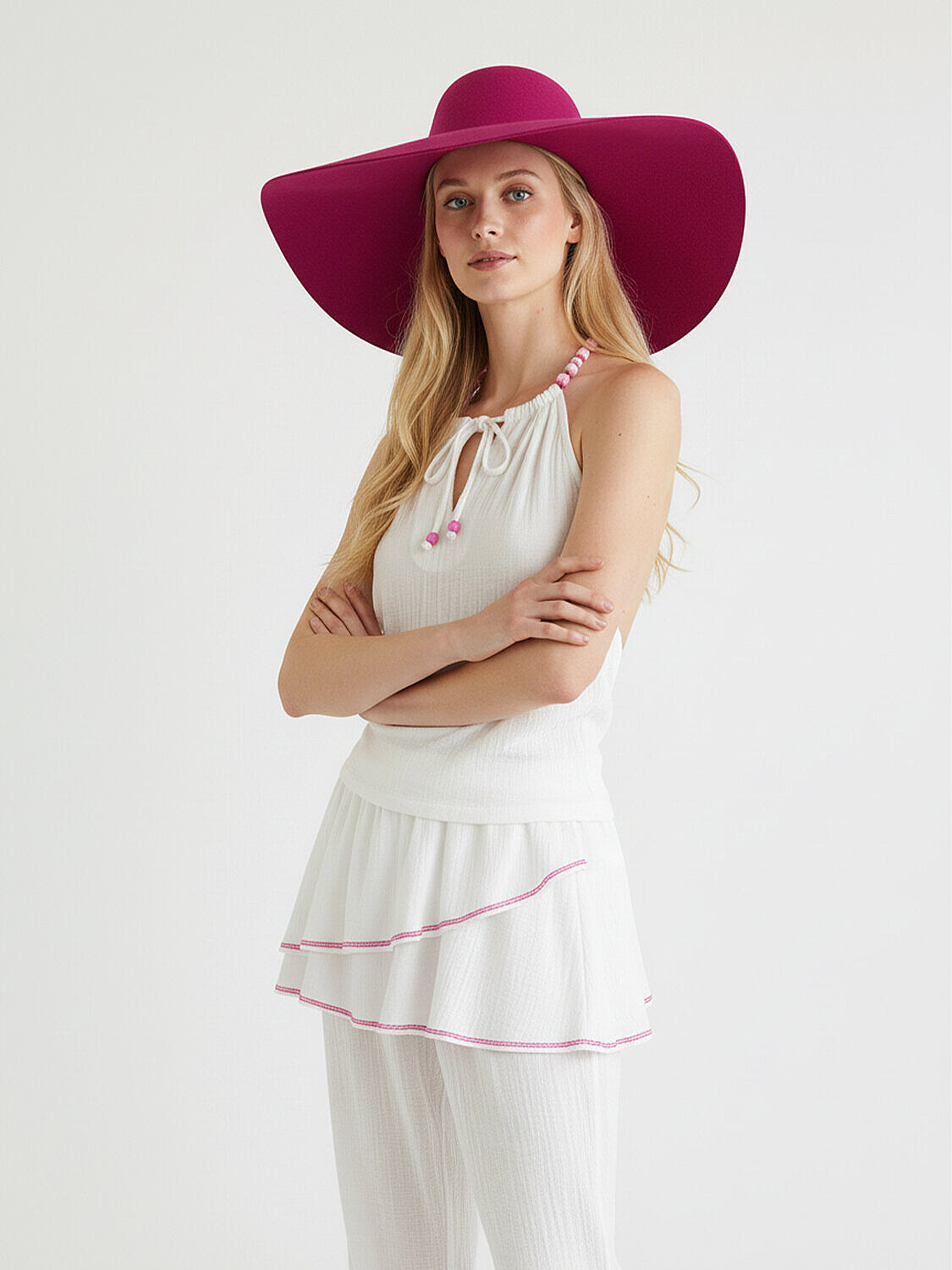 Bej Pamuk Dokulu Oversize Bluz (1)