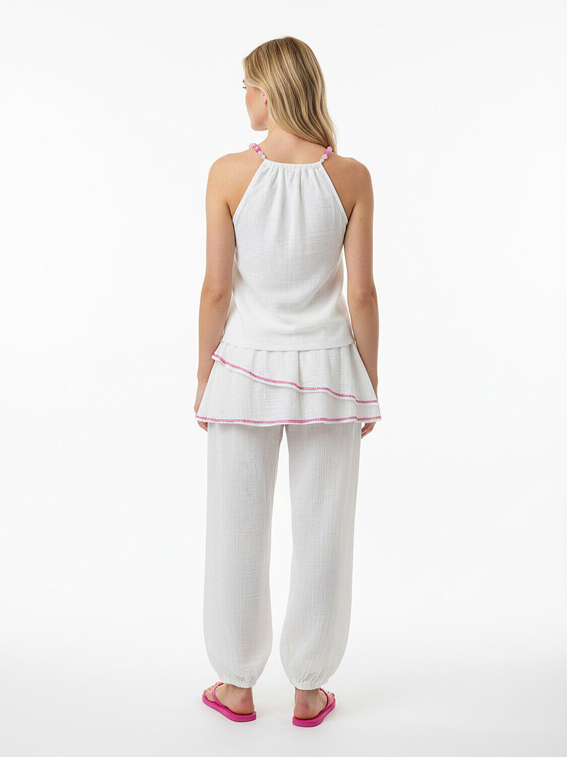Bej Pamuk Dokulu Oversize Bluz (4)