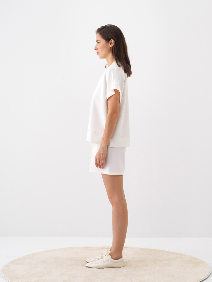 Beyaz Modal Karışımlı Oversize Bluz - 3