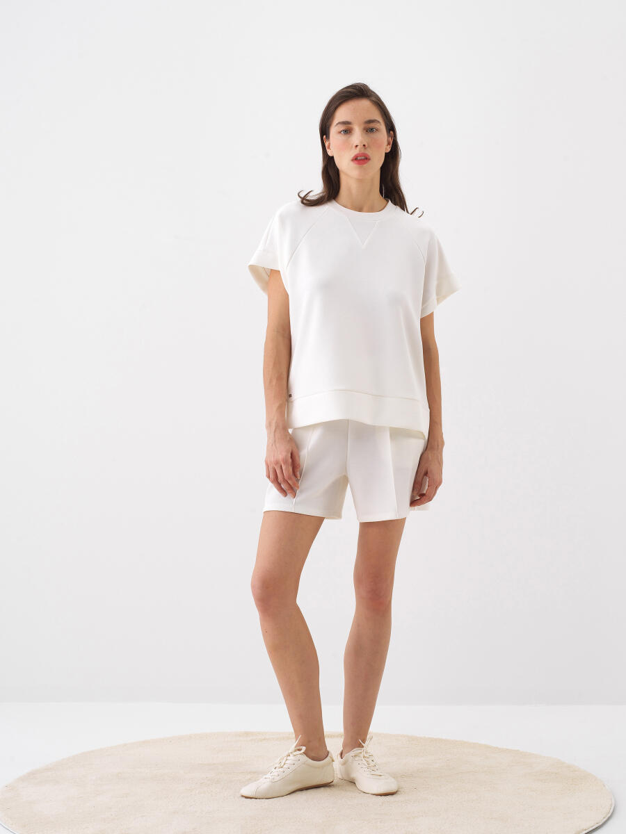 Beyaz Modal Karışımlı Oversize Bluz - 2