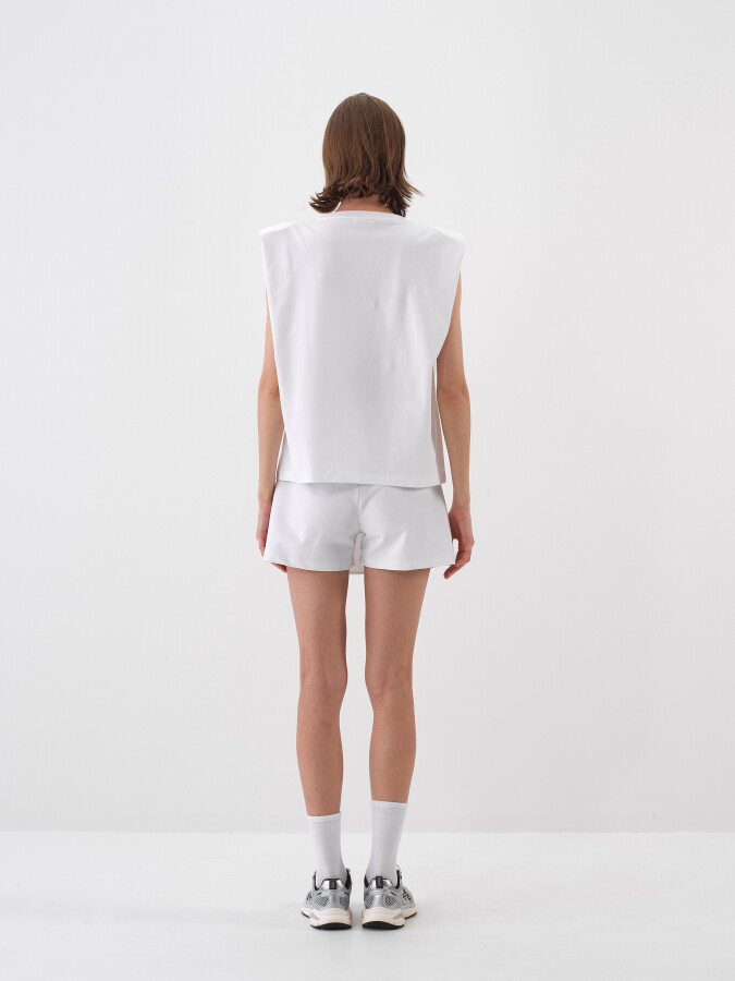 Beyaz Pamuk Dokulu Oversize Bluz - 5