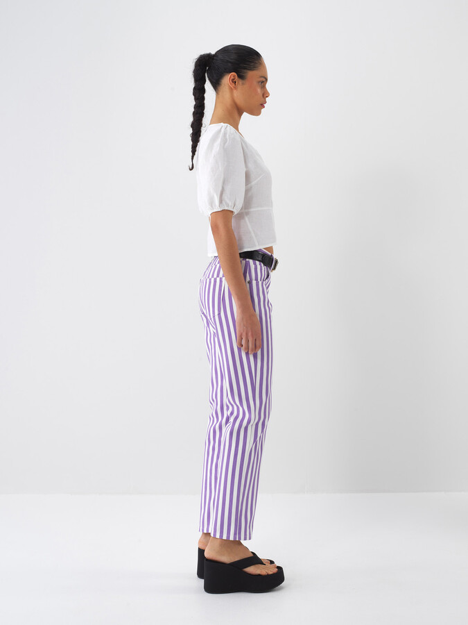 Beyaz %100 Keten Regular Fit Bluz - 3