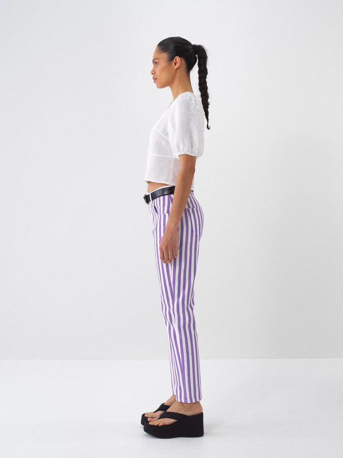 Beyaz %100 Keten Regular Fit Bluz - 4
