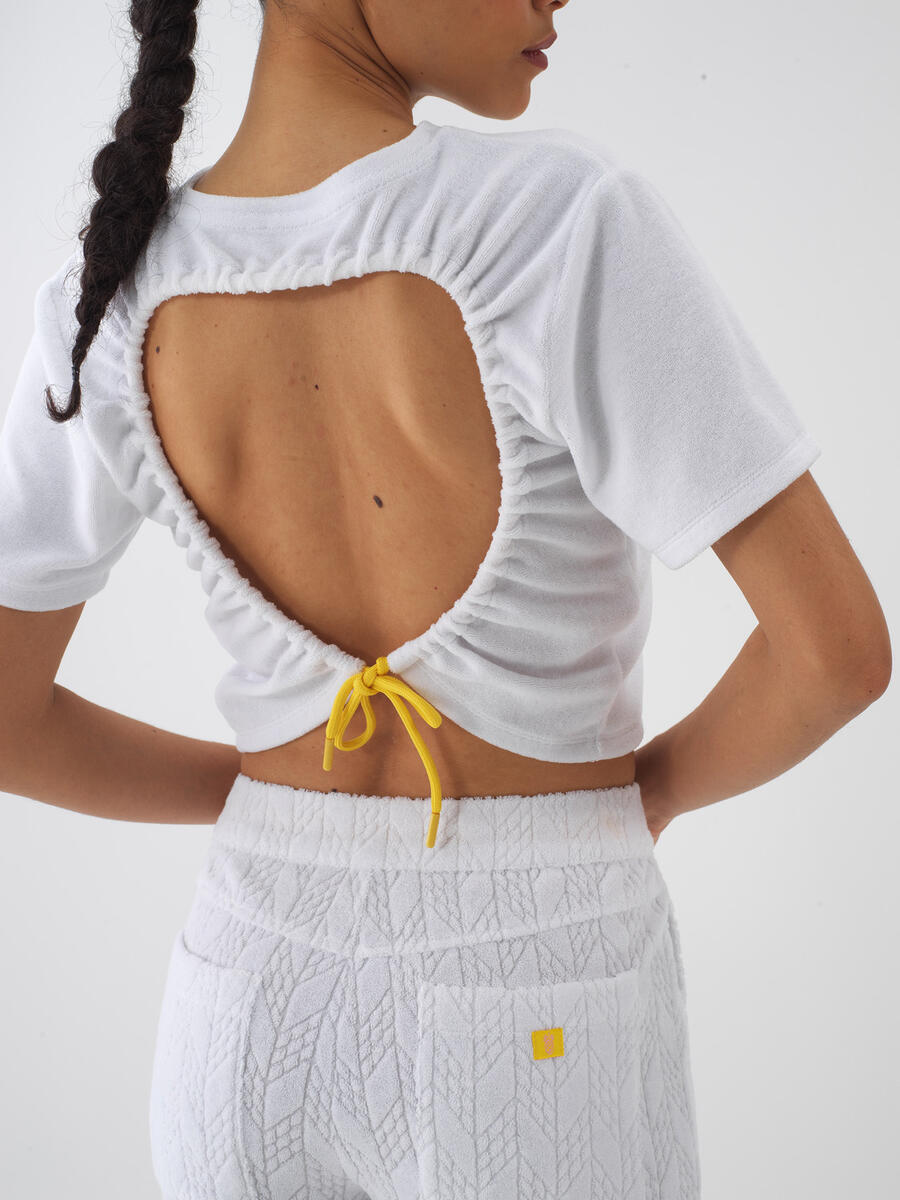 Beyaz Pamuk Dokulu Regular Fit Bluz - 2