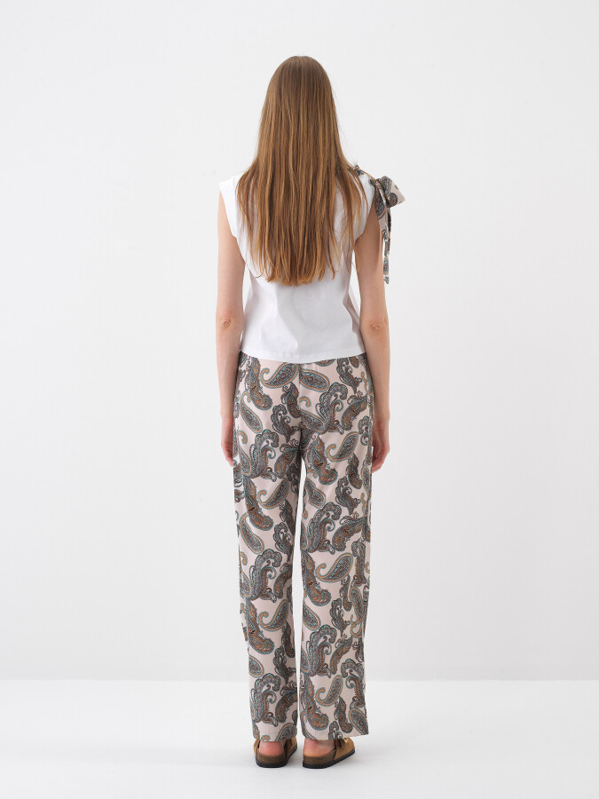 Beyaz Pamuk Dokulu Regular Fit Bluz - 5