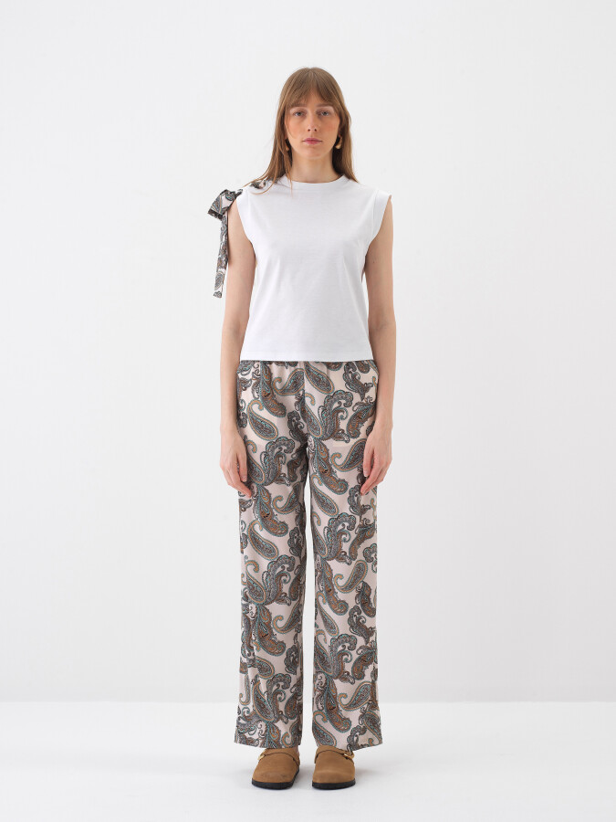 Beyaz Pamuk Dokulu Regular Fit Bluz - 2