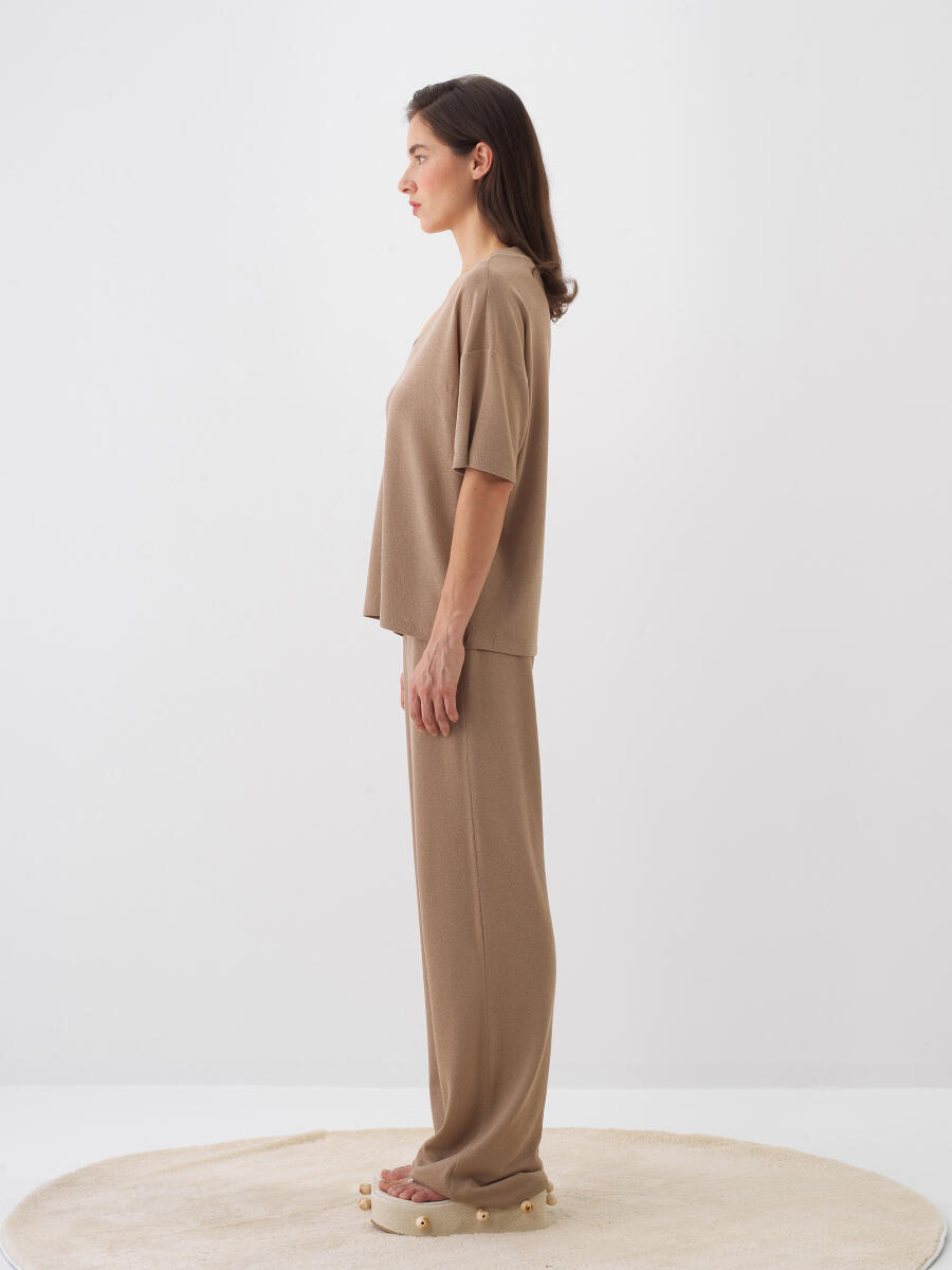Camel Pamuk Dokulu Oversize Bluz - 3