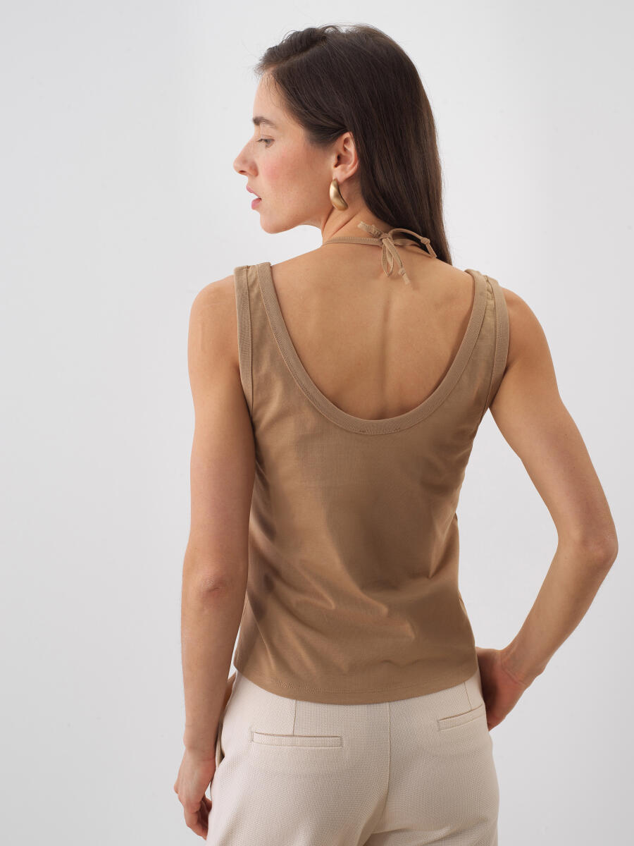 Camel Pamuk Dokulu Regular Fit Bluz - 4