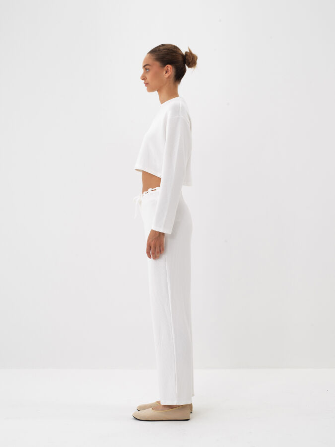 Ekru Esnek Dokulu Regular Fit Bluz - Xint