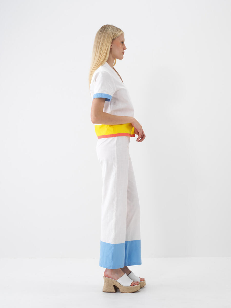 Ekru Pamuk Dokulu Regular Fit Bluz - 3