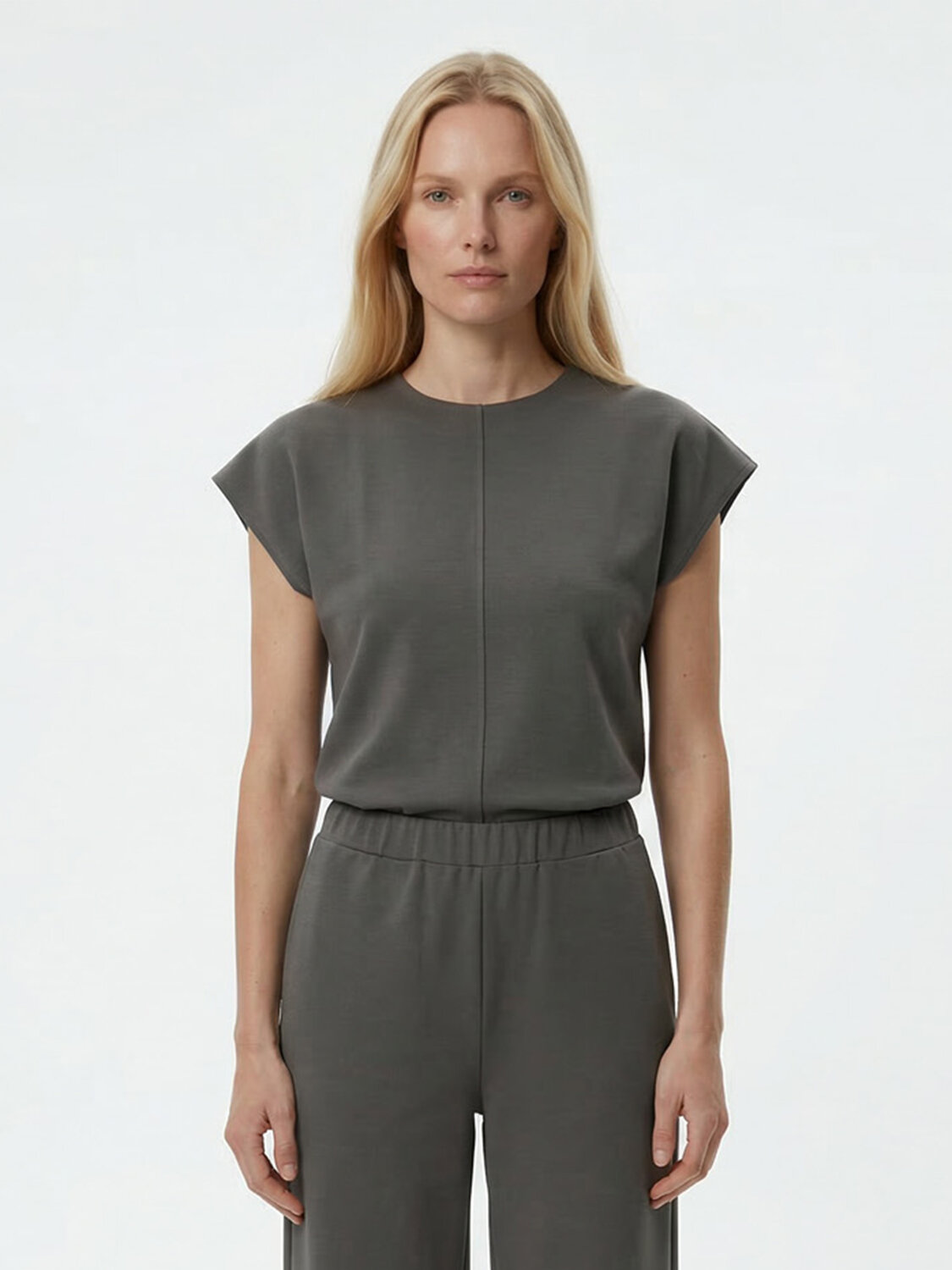 Haki Pamuk Dokulu Oversize Bluz