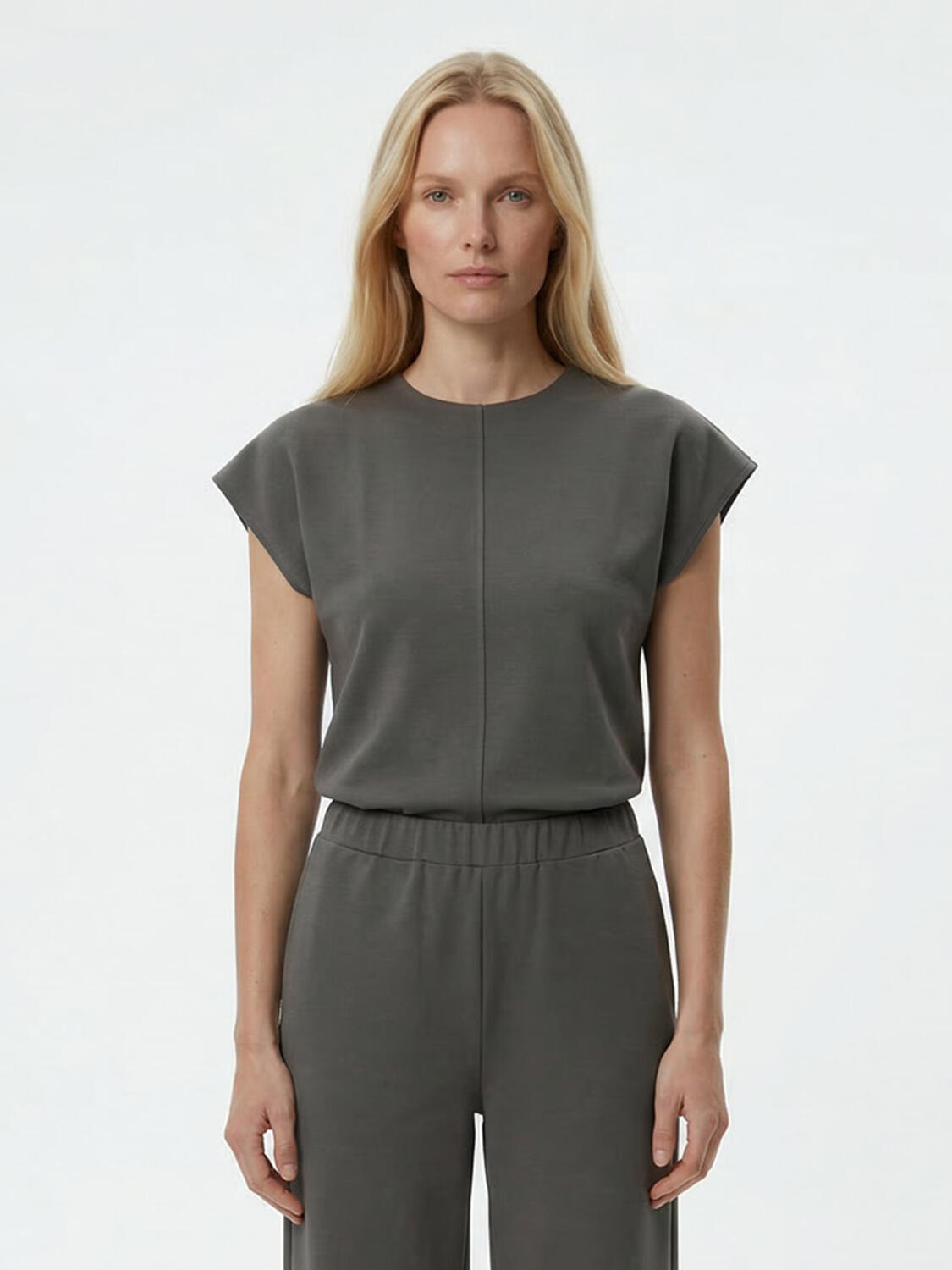 Haki Pamuk Dokulu Oversize Bluz - 1