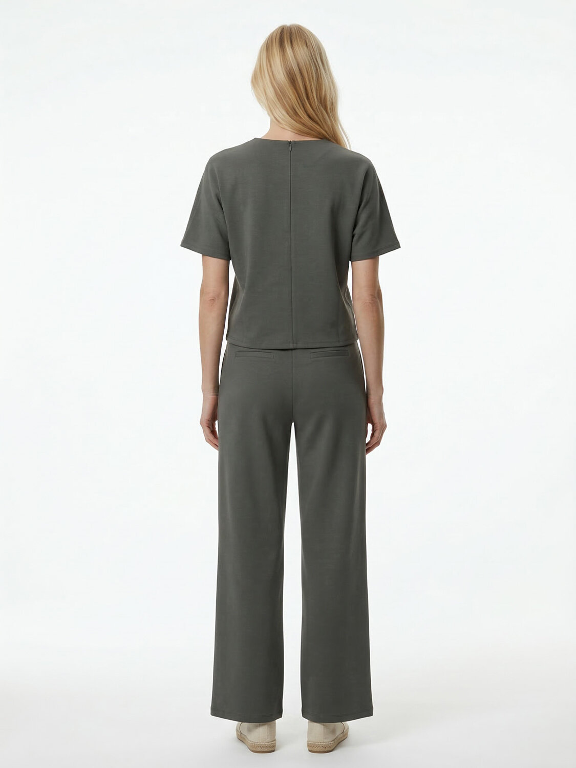 Haki Pamuk Dokulu Oversize Bluz - 3