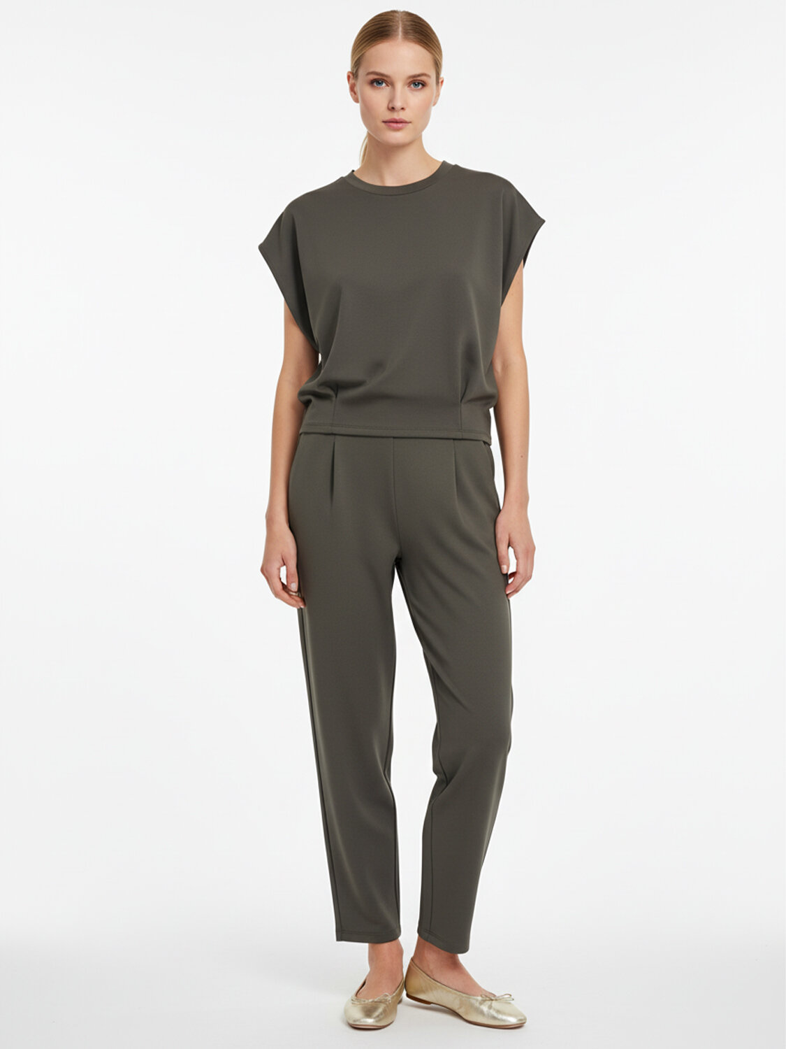 Haki Pamuk Dokulu Oversize Bluz (1)