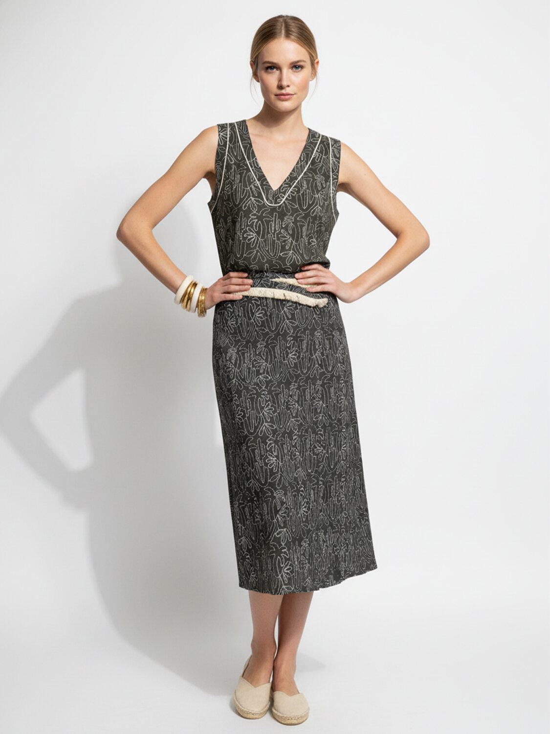 Haki Pamuk Dokulu Oversize Bluz (1)