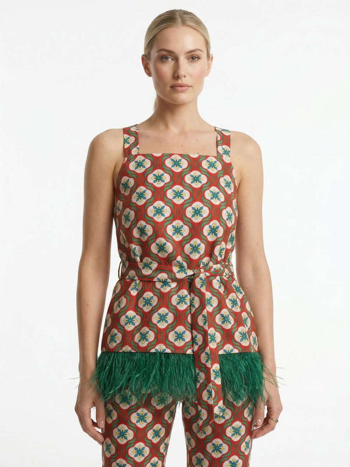 Kırmızı Keten Karışımlı Regular Fit Bluz - 1