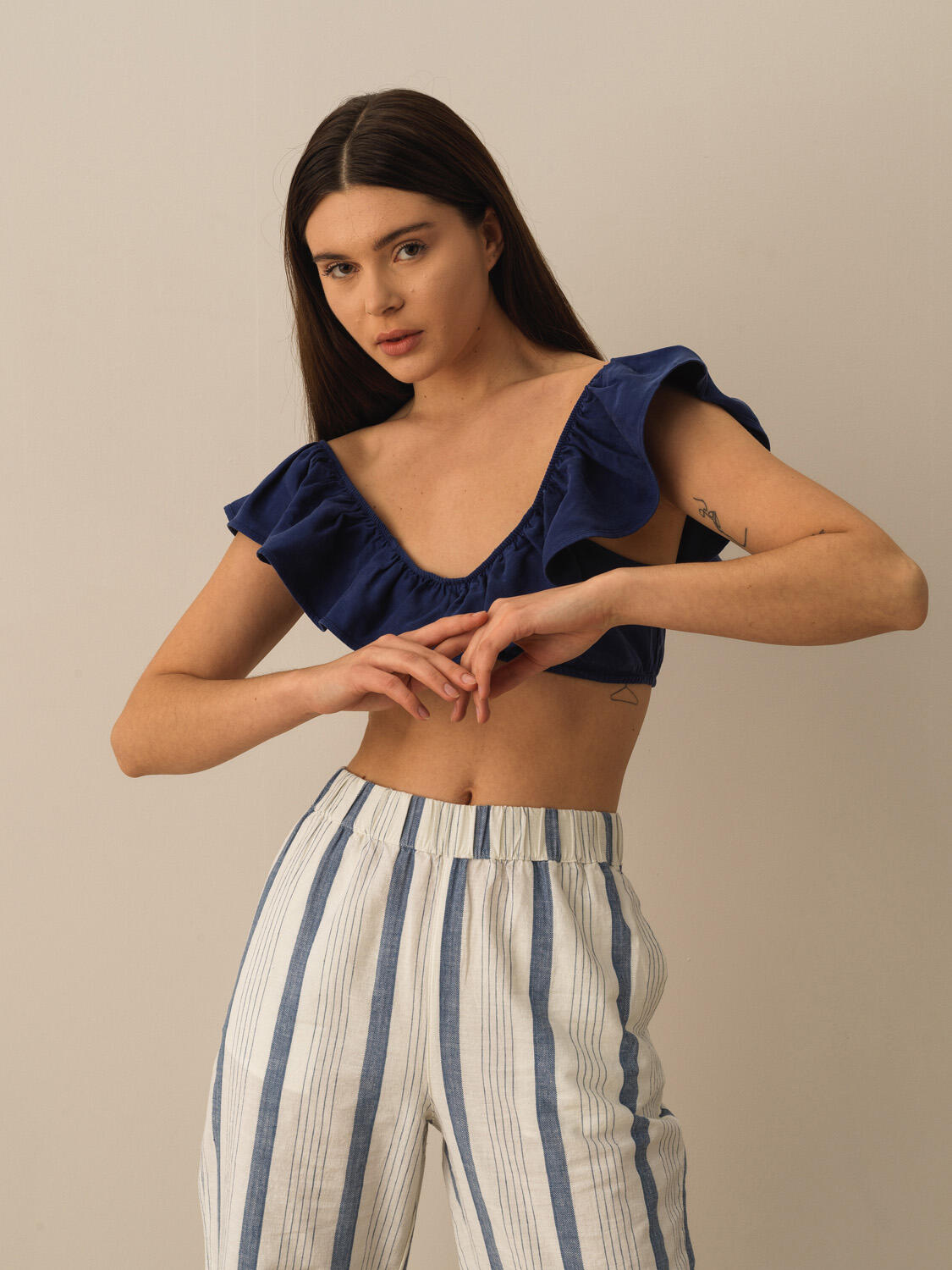 Lacivert Doğal Akışlı Slim Fit Bluz