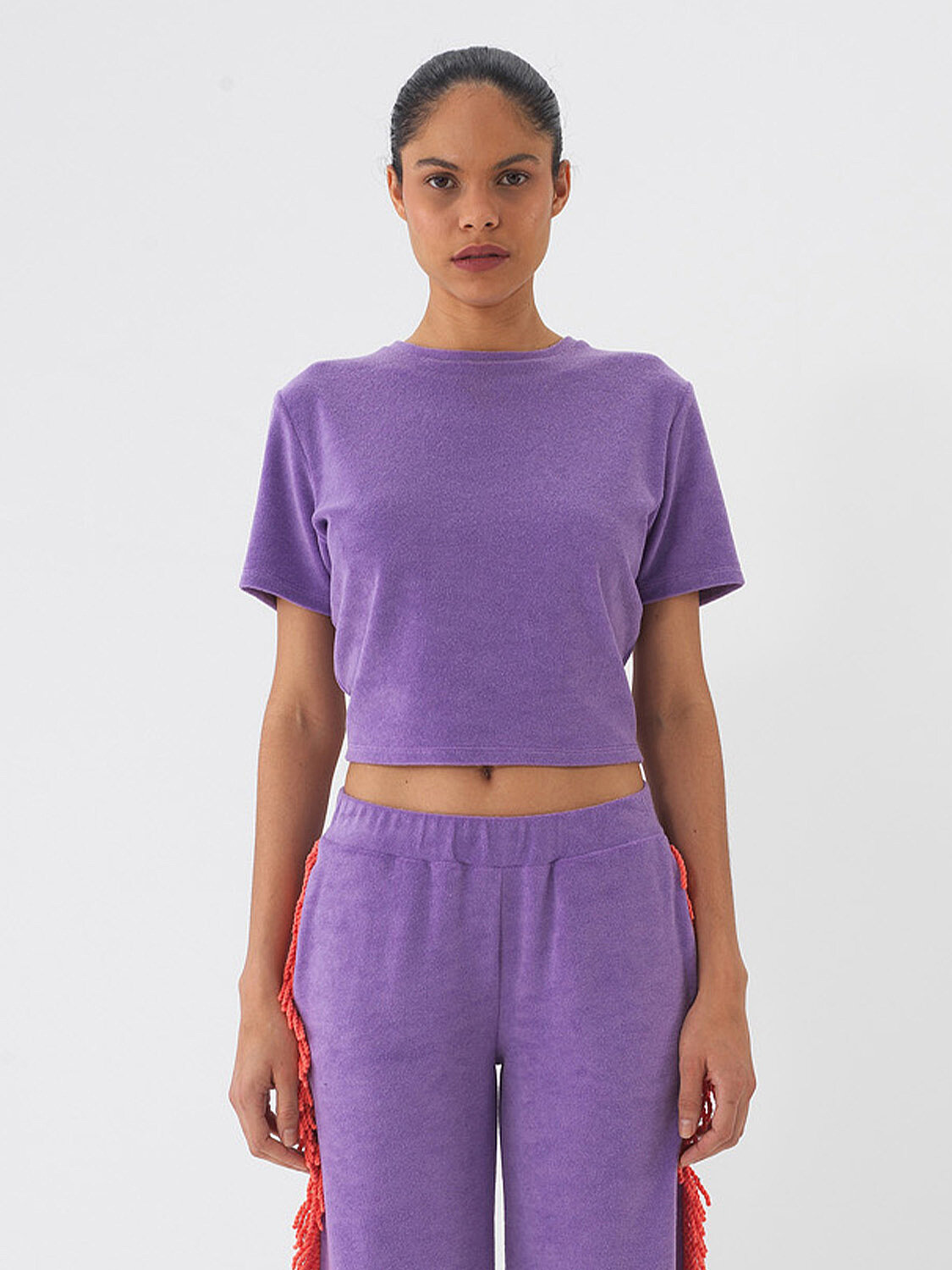 Lila Pamuk Dokulu Regular Fit Bluz