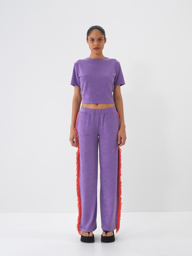 Lila Pamuk Dokulu Regular Fit Bluz - 3