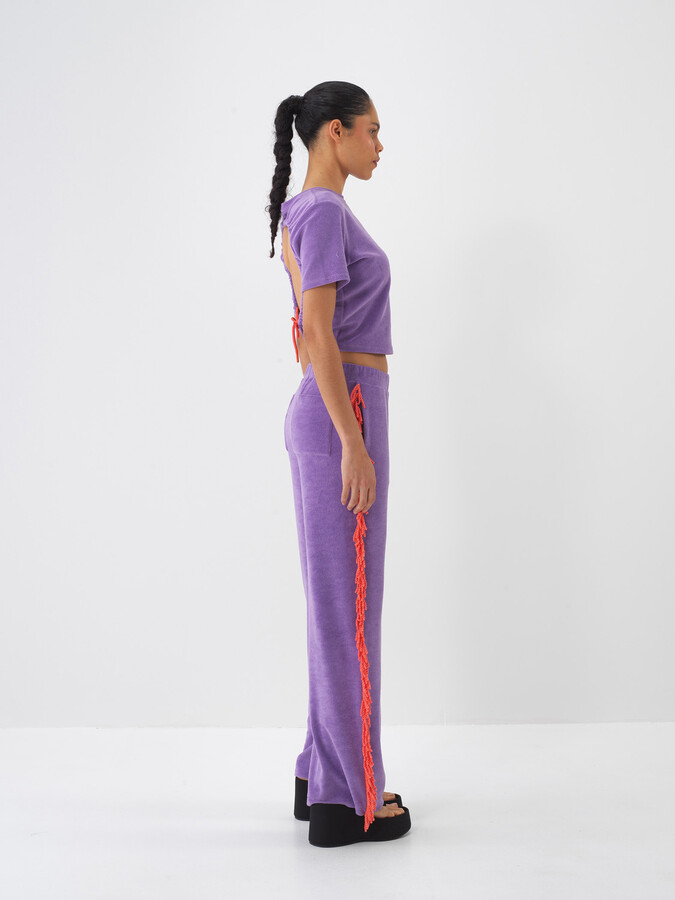 Lila Pamuk Dokulu Regular Fit Bluz - 4
