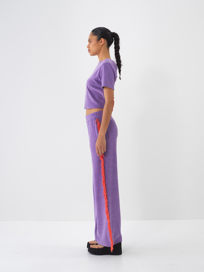 Lila Pamuk Dokulu Regular Fit Bluz - 5