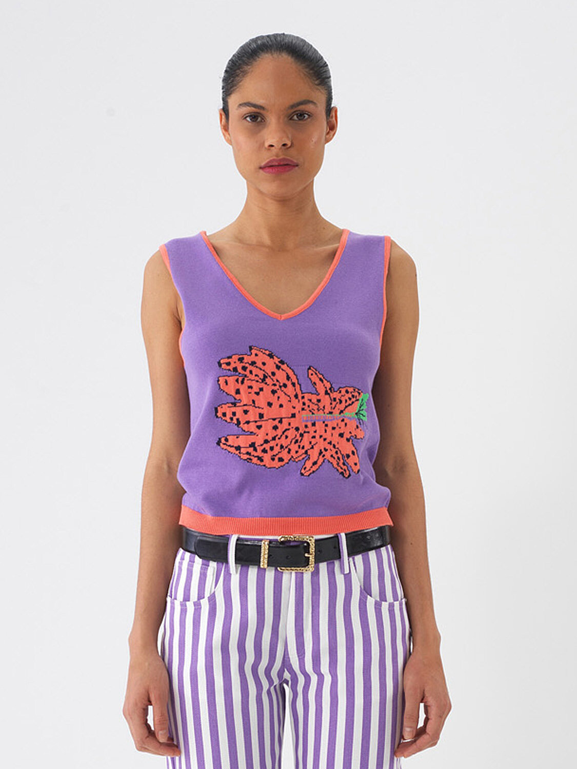 Lila Pamuk Dokulu Regular Fit Bluz