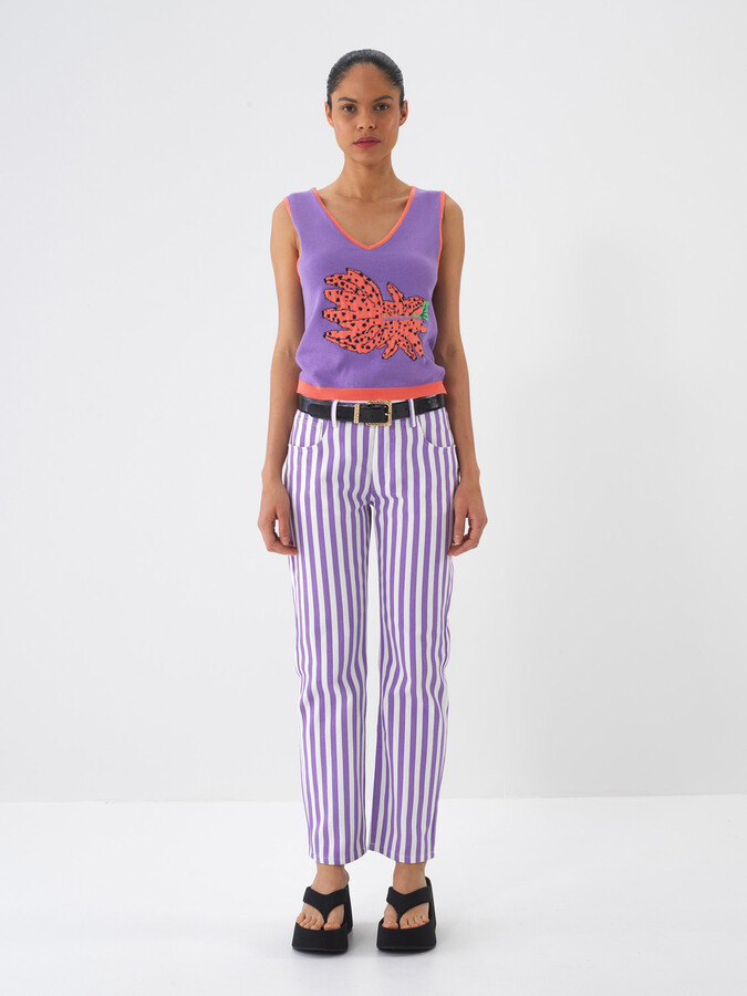 Lila Pamuk Dokulu Regular Fit Bluz (1)