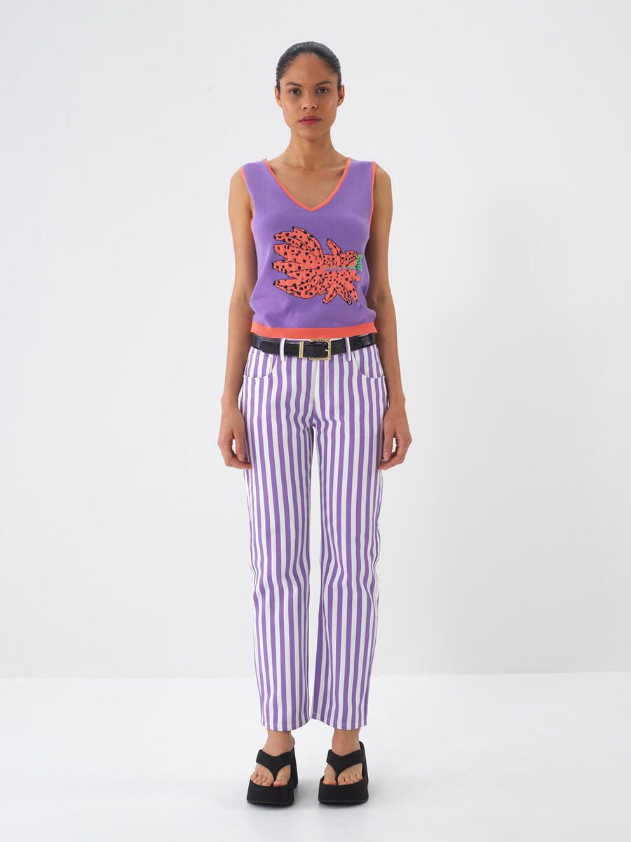 Lila Pamuk Dokulu Regular Fit Bluz - 2