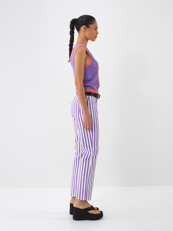 Lila Pamuk Dokulu Regular Fit Bluz - 4