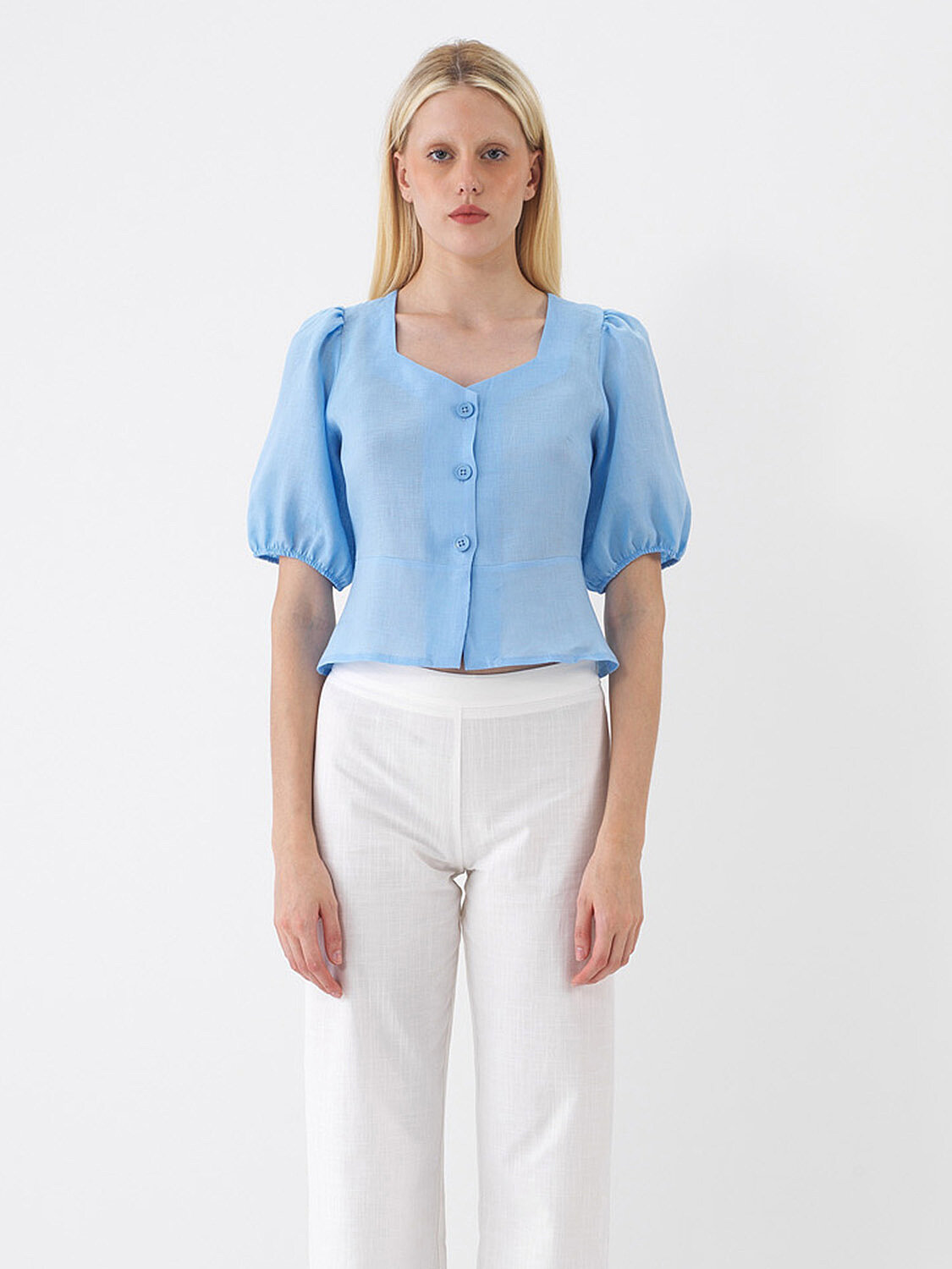 Mavi %100 Keten Regular Fit Bluz (1)