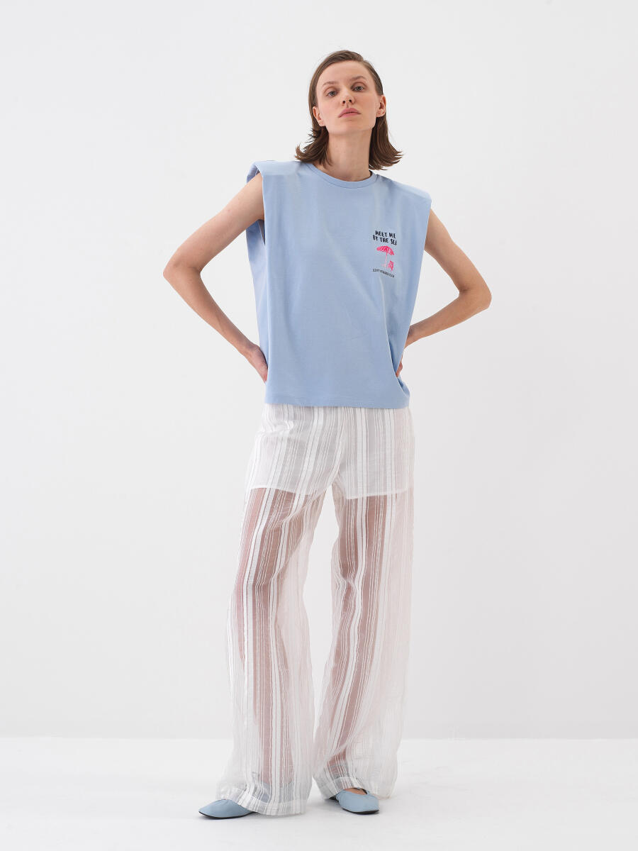 Mavi Pamuk Dokulu Regular Fit Bluz - 2