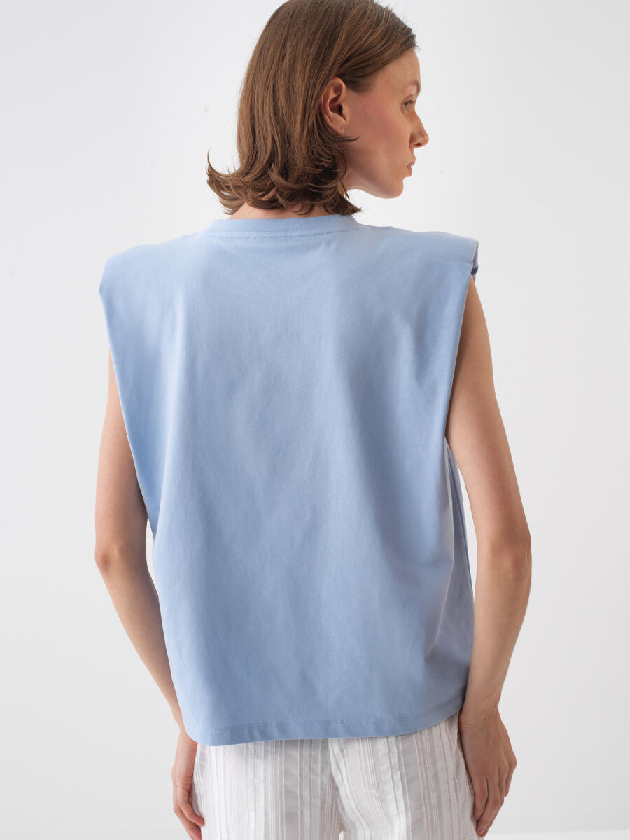 Mavi Pamuk Dokulu Regular Fit Bluz - 3