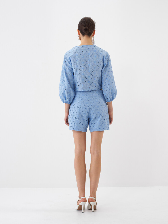Mavi Pamuk Dokulu Regular Fit Bluz - 7