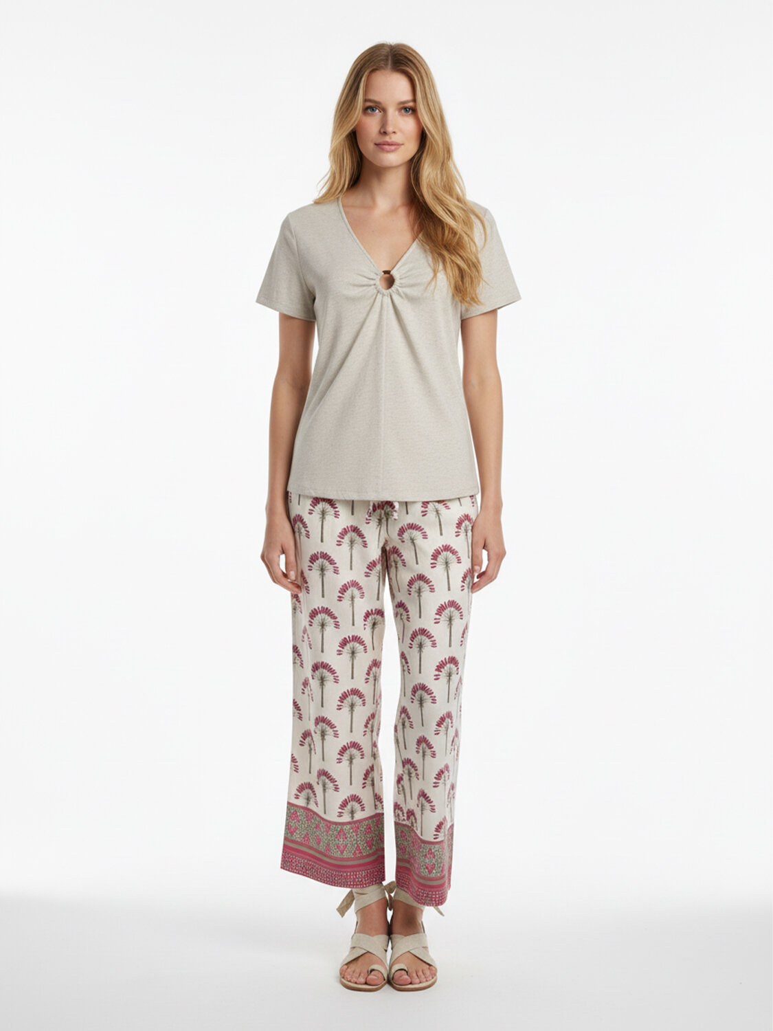 Naturel Keten Karışımlı Oversize Bluz (1)