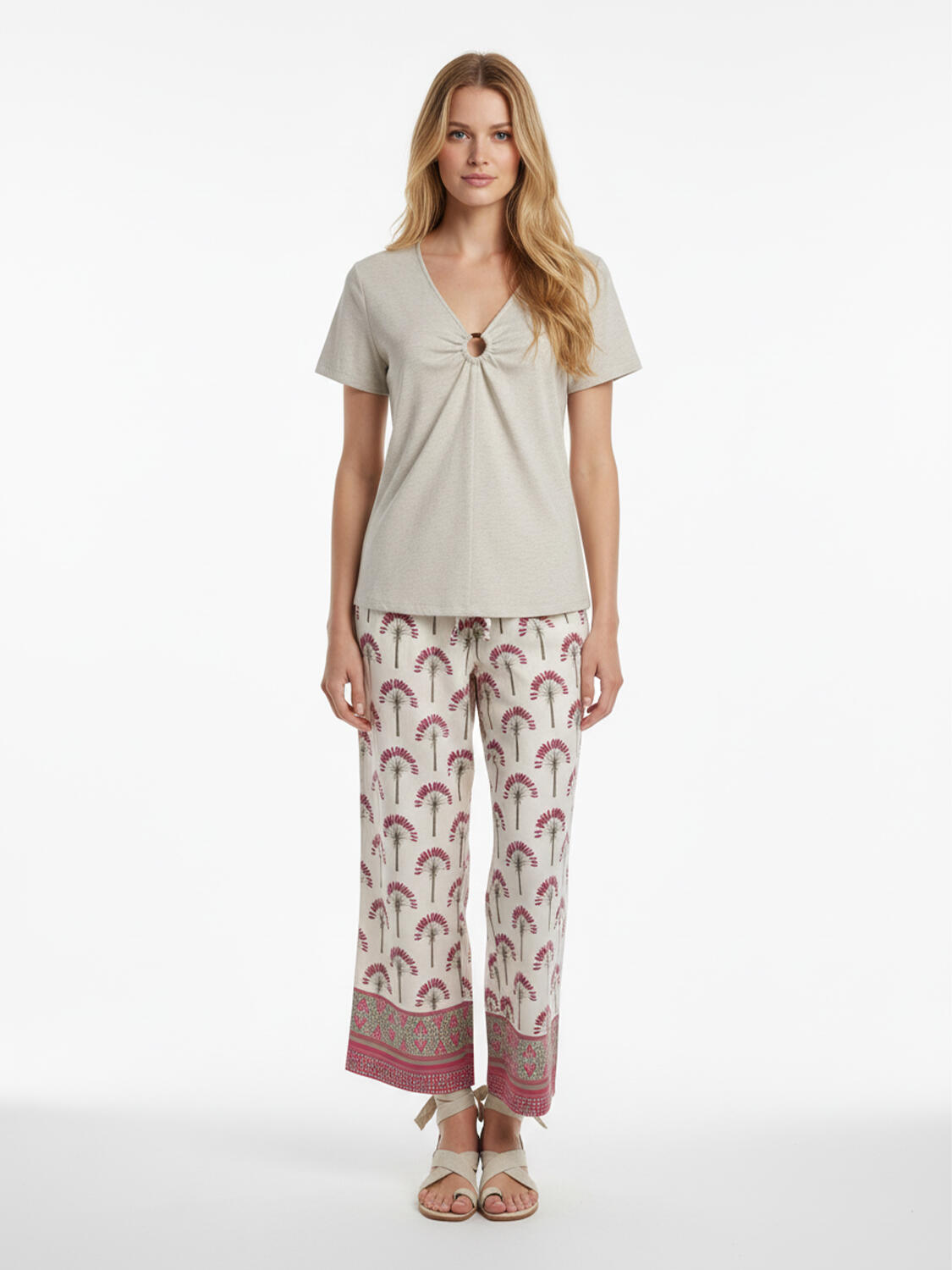 Naturel Keten Karışımlı Oversize Bluz - 2