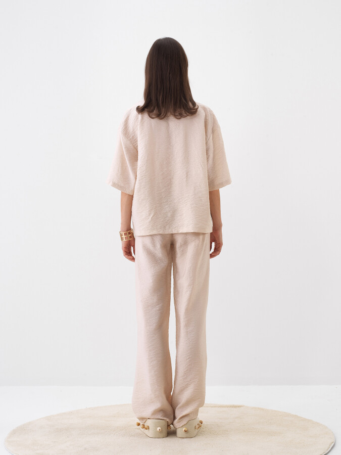 Naturel Doğal Dökümlü Oversize Bluz - 5