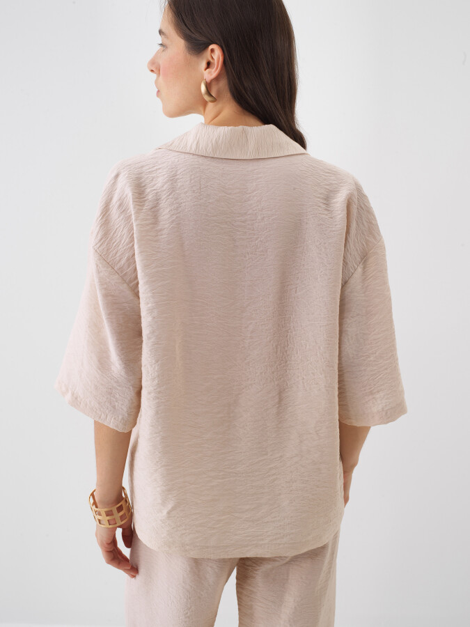 Naturel Doğal Dökümlü Oversize Bluz - 4