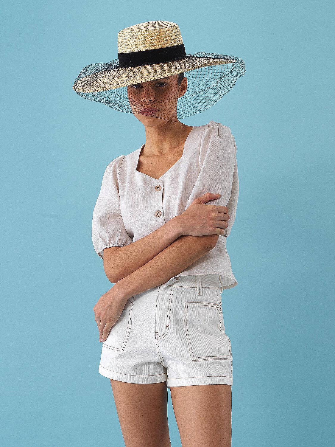 Naturel %100 Keten Regular Fit Bluz